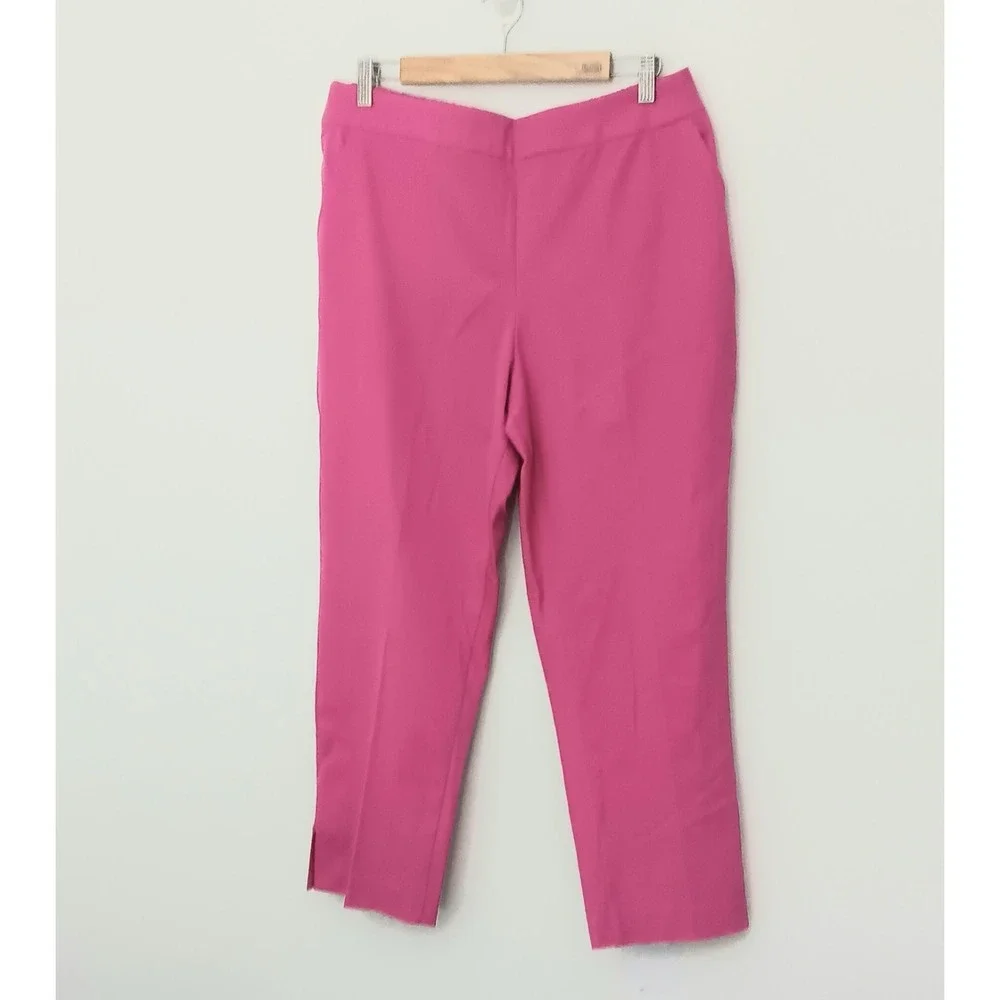 Isaac Mizrahi Live! Pants Womens 16P Petite Pants Pink Stretch Icon Ankle Pocket